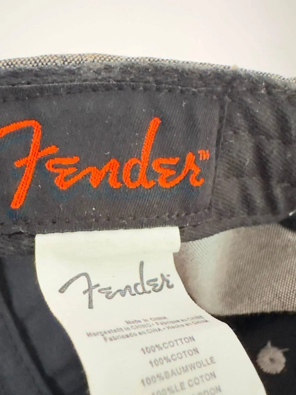 Fender Gray and Black Baseball Cap with White Logo